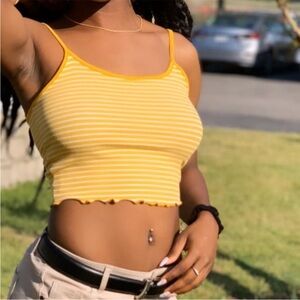 Ambiance Mustard Striped Crop Top